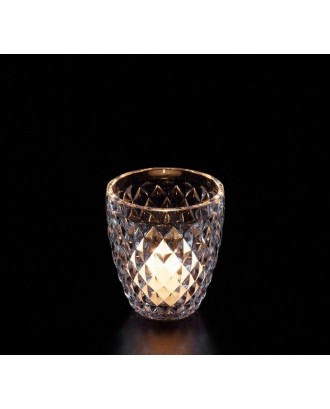 Pahar candela Deco, din sticla, model romburi - SIMONA'S COOKSHOP